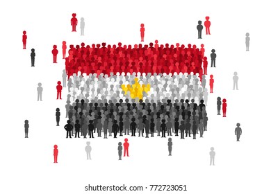 Vector Egypt state flag formed by crowd of cartoon people