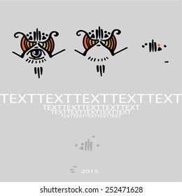 vector. Egyptian flat eyes on a black background disappears gradually