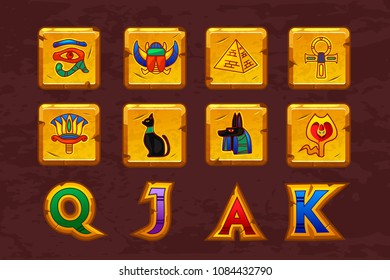 Vector Iconos Egipcios para juegos de tragaperras de casino