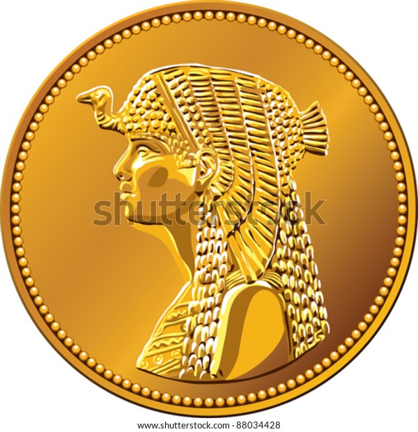 Vector Egyptian Money Gold Coin Fifty Stock Vector (Royalty Free) 88034428