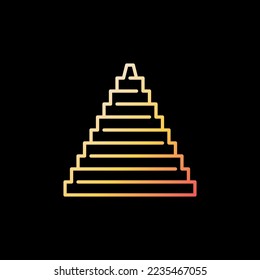 Vector Egyptian Pyramid concept geometric minimal line colorful icon on dark background 