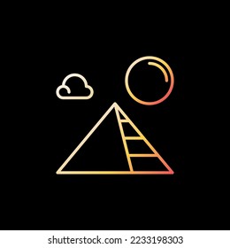 Vector Egyptian Pyramids Egypt Culture concept outline colorful icon on dark background