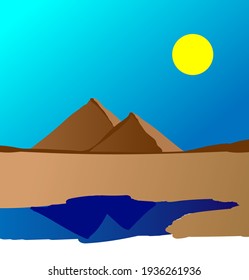 Vector. Egyptian pyramids, landscape, desert, pyramids, Egypt.