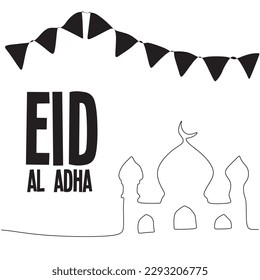 Vektorgrafik Eid AL Adha Banner-Design mit Moschee-Schwarz-Weiß-Farbdesign für Social Media-Design  