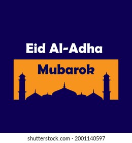 Vector de Eid Al Adha Mubarok al estilo azul y naranja. 
Puede utilizarse como logotipo, marca y mascota.