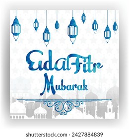 Vector Eid al Fitr Mubarak post design.