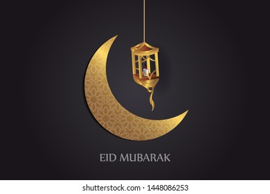 Vector of Eid Mubarak Greeting with ornament traditional islamic. Vector Illustration