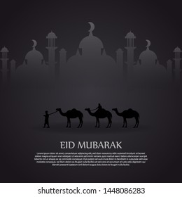 Vector of Eid Mubarak Greeting with ornament traditional islamic. Vector Illustration