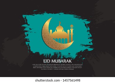 Vector of Eid Mubarak Greeting with ornament traditional islamic. Vector Illustration
