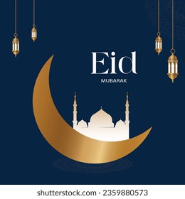 Vektor eid mubarak islam Festival Social Media Post-Vorlage blau
