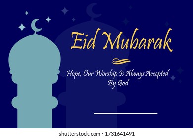 VECTOR EID MUBARAK LANDSCAPE BACKGROUND BLUE