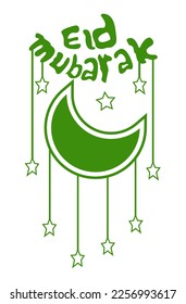 Vektoreid-Mubarak mit Mond und Sternen als Ornament