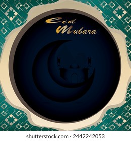 vector eid mubarak motif greeting card background