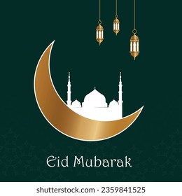 vector eid mubarak religious islamic festival background design green