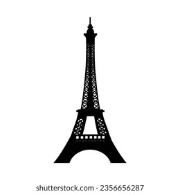 Vector eiffel tower black silhouette.