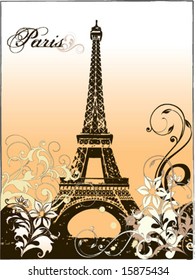 Vector Eiffel Tower with flourishes