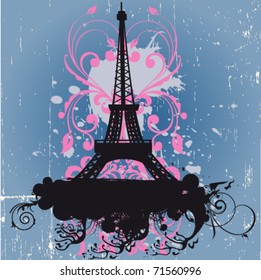 Vector Eiffel Tower with flourishes
