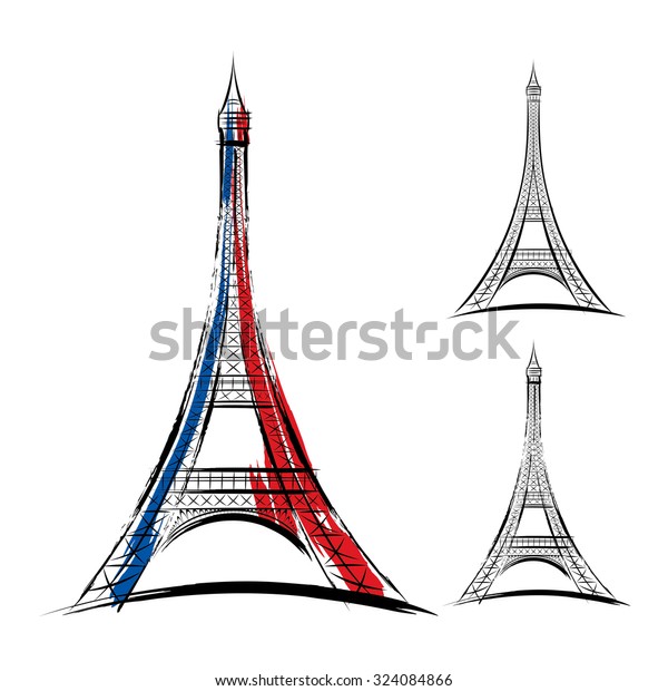 Vector Eiffel Tower France On White Stock Vector Royalty Free 324084866