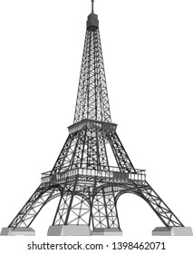 Vector of Eiffel Tower look up from ground level isolated on white background.