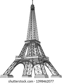 Vector of Eiffel Tower look up from ground level isolated on white background.