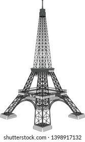 Vector of Eiffel Tower from mid air point of view isolated on white background.