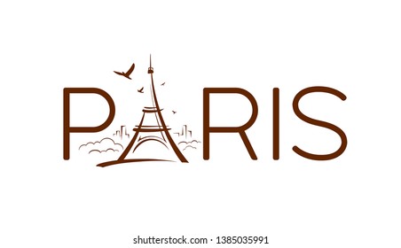 Vector Eiffel tower Paris sketching design banners, illustration