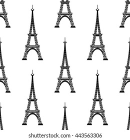 Vector Eiffel Tower Seamless Background. French Tower Pattern