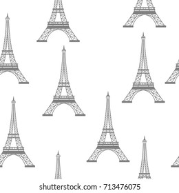 Vector Eiffel Tower Seamless Background. French Tower Pattern