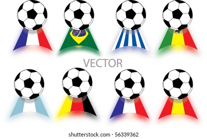 vector eight nation flag and football
