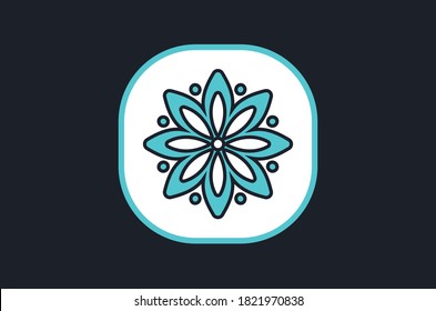 Vector of eight petals Flower isolated on dark background for designer.