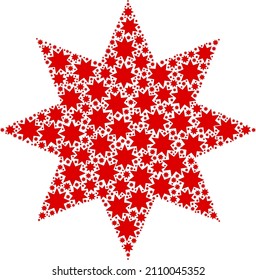 Vector eight pointed star icon collage. Eight pointed star collage is constructed from repeating recursive eight pointed star pictograms. Recursive mosaic from eight pointed star icon.