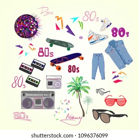  vector eighties fashion illustration attributes