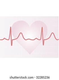 vector EKG, pink neon