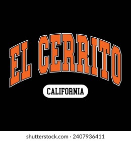 Diseño de tipografía de texto Vector El Cerrito para chaqueta de capucha de beisbol de camiseta y otros usos vectoriales