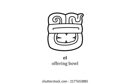 vector el (offering bowl) mayan symbol hieroglyp illustration icon