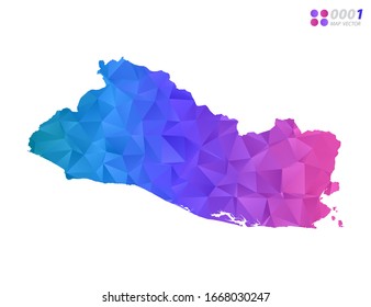 Vector El Salvador map colorful polygon triangle mosaic with white background. style gradient.