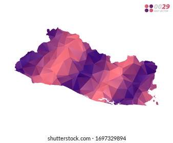Vector of El Salvador map colorful polygon red triangle mosaic with white background. style gradient.