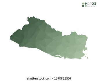 Vector of El Salvador map green polygon triangle mosaic with white background. style gradient.