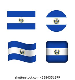 Vector El Salvador National Flag Icons Set