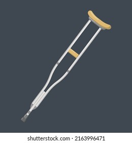 Vector elbow crutches, telescopic metal crutches, wooden crutches. Medical equipment for the rehabilitation of people with diseases of the musculoskeletal system.