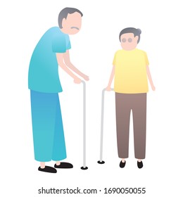 Vector elder couple isolated on white background.