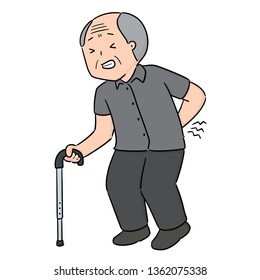 vector of elder man got backache