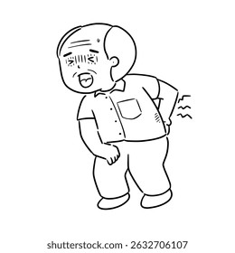 vector of elder man got backache
