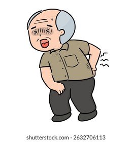 vector of elder man got backache
