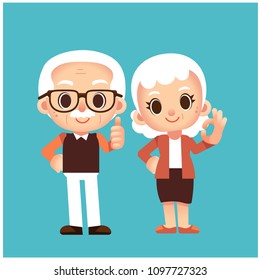 Vector elderly, grand father, grand mother characters