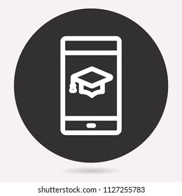 Vector e-learning education icon. Academic study, learn symbol. Illustration isolated. Simple pictogram for graphic and web design.