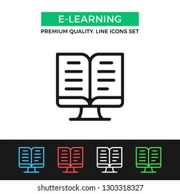 Vector e-learning icon. Elearning concepts. Premium quality graphic design. Modern signs, outline symbols collection, simple thin line icons set for websites, web design, mobile app, infographics