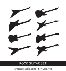 Vector electric and acoustic guitars icon set.