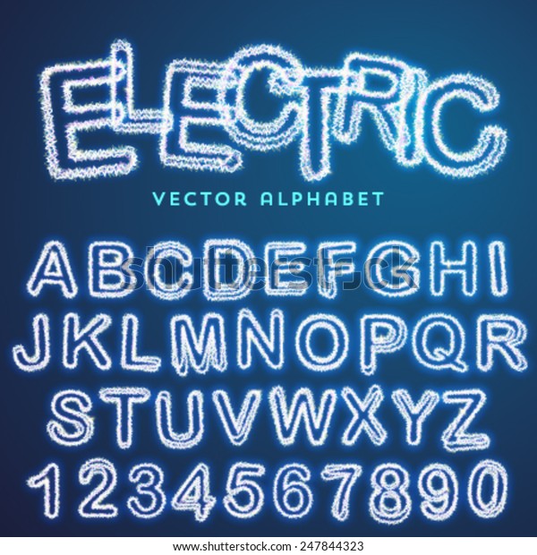 Vector Electric Alphabet Modern Text Effect Stock Vector (Royalty Free