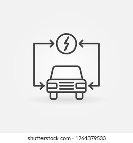 Vector electric auto icon. Electric vehicle concept symbol in thin line style